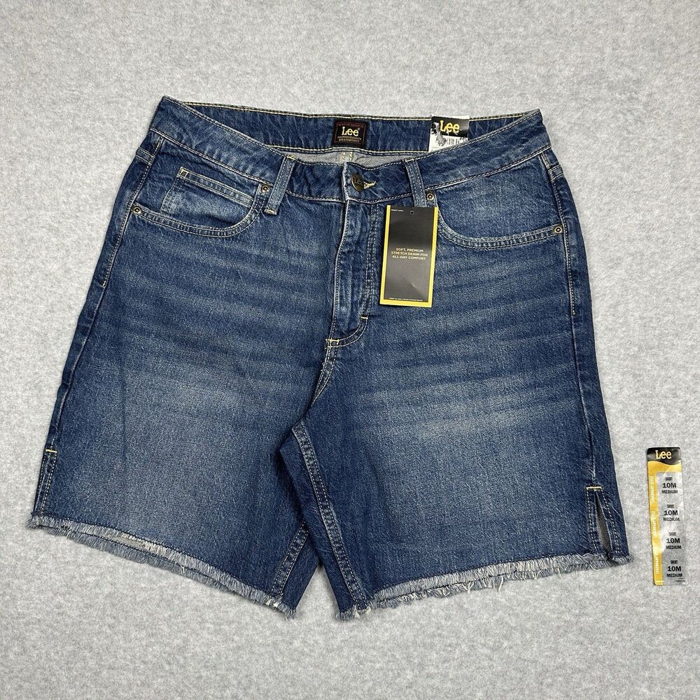 NWT Lee Women’s Bermuda Blue IndigoQuilt Denim Golf Pockets Jeans Size 10 Medium